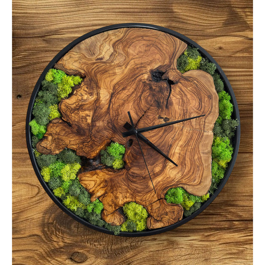 Vægur: Oliventræ og norsk mos, 40/50/60 cm