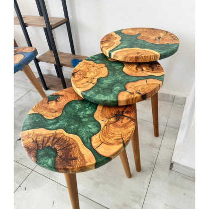 Triple sidebord, grøn epoxy